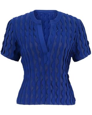 Jonathan Simkhai Mallorie Scalloped-Trim T-Shirt - Blue