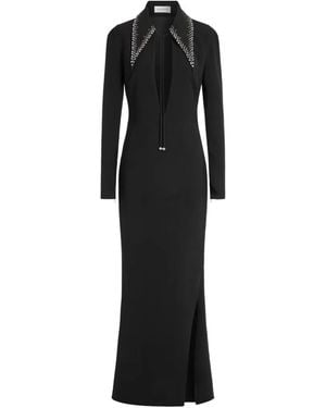 16Arlington Elis Embellished Collared Maxi Dress - Black