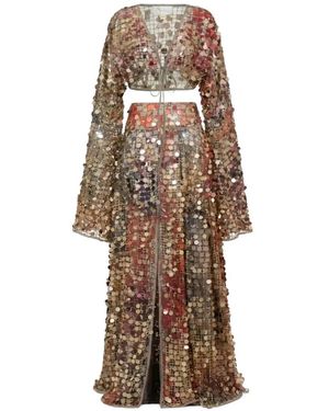 SANA OSMANI Katrina Sequin Skirt Set - Natural