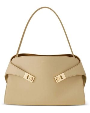 Ferragamo Medium Hug Soft Leather Shoulder Bag - Metallic