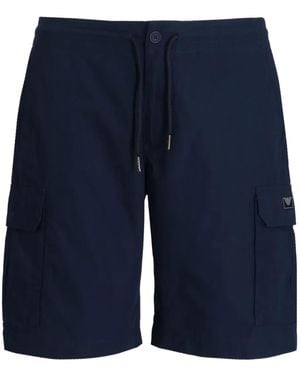 Emporio Armani Logo-Appliqué Shorts - Blue