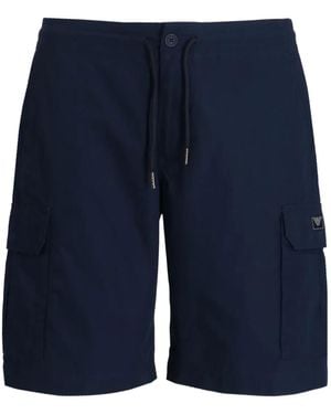 Emporio Armani Logo-Appliqué Shorts - Blue