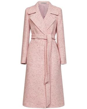 Tagliatore Molly Herringbone-Pattern Belted Coat - Pink