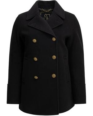 Sealup Double-Breasted Coat - Black