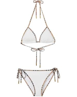 Burberry Bikini Con Ribete A Cuadros - Blanco