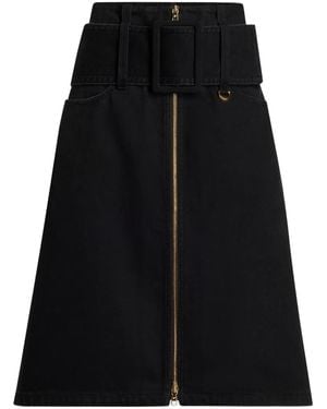 Patou Falda con cinturón y cremallera - Negro
