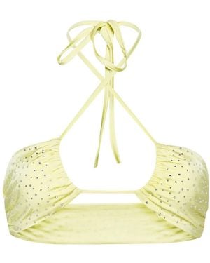forte_forte Crystal-Embellished Halterneck Bikini Top - Metallic
