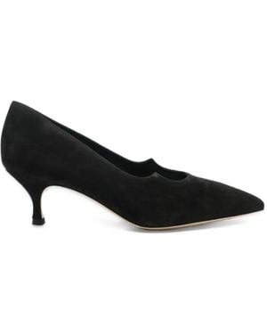 Casadei Suede Pointed-Toe Pumps - Black