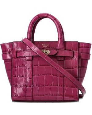 Mulberry Bayswater Crocodile-Effect Leather Tote Bag - Purple