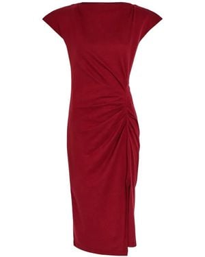 Isabel Marant Ruched Cap-Sleeve Dress - Red