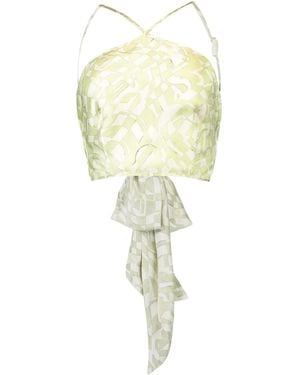 Alexis Nali Abstract-Print Halterneck Top - White