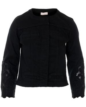 Liu Jo Embroidered Crewneck Jacket - Black