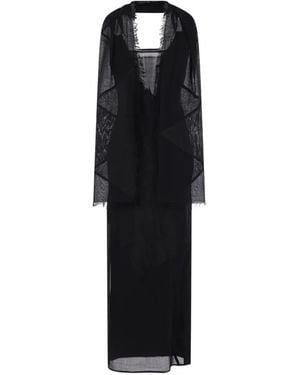 Yehuafan Long-Sleeved Patchwork Dress - Black