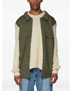 BONUM Paneled Knitted Sweater - Green