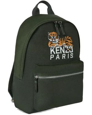 KENZO Tiger-Appliqué Backpack - Green
