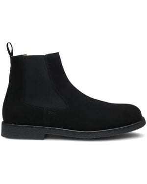 BOSS Bottines Chelsea En Daim Avec Coutures Rayées Signature - Black
