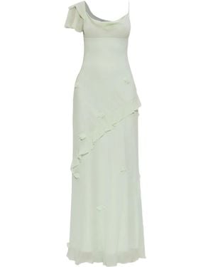 Self-Portrait Floral-Appliqué Georgette Maxi Dress - Green