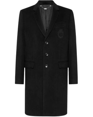 Billionaire Embroidered-Logo Coat - Black