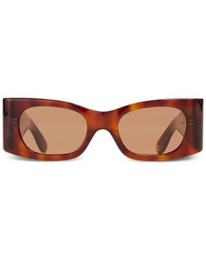 Ganni X Ace & Tate Kayla Rectangle-Frame Sunglasses - Brown