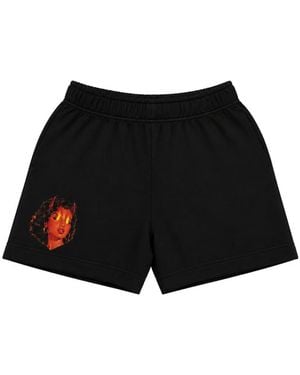 Melt Graphic-Print Cotton Shorts - Black