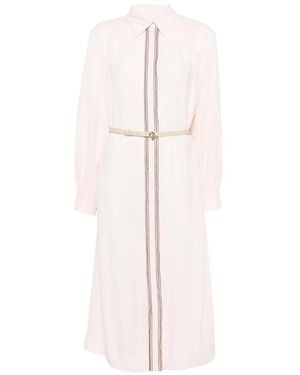 Fabiana Filippi Robe Mi-Longue Ceinturée À Bords Contrastants - Pink