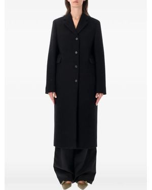 Prada Single-Breasted Shetland Wool Coat - Black