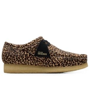 Clarks Wallabee Leopard-Print Boat Shoes - Marrone