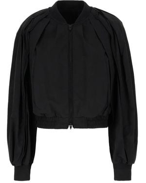 Juun.J Pleated Balloon-sleeve Bomber Jacket - ブラック