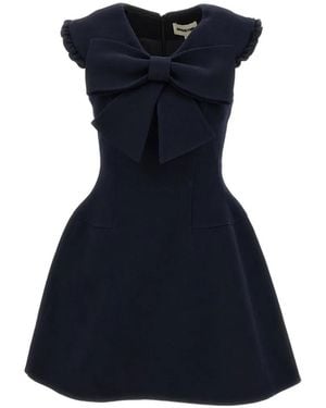 ShuShu/Tong Bow-Detail Ruffled-Trim Dress - Blue