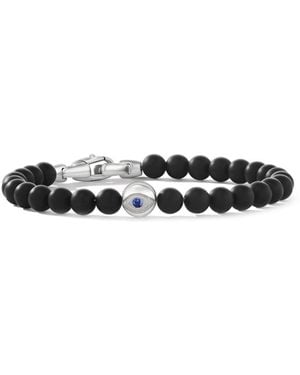 David Yurman Pulsera Spiritual Beads Evil Eye de 6 mm en plata de ley - Blanco