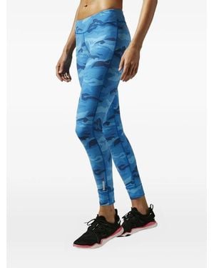 Reebok Leggings Con Stampa Camouflage - Blu