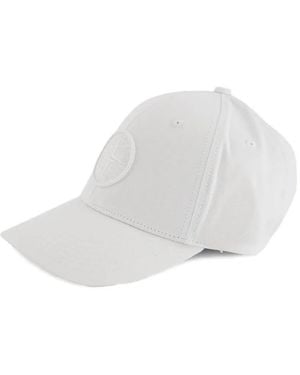 Stone Island Baseballkappe mit Logo-Patch - Weiß
