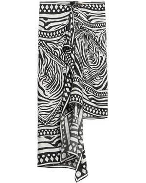 Blumarine Asymmetrical Foulard-Print Skirt - White