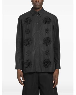 Simone Rocha Camisa Con Detalle Floral - Negro