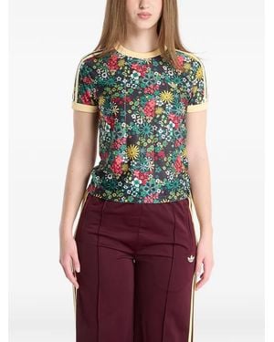 adidas X Liberty London Floral-Print T-Shirt - Red