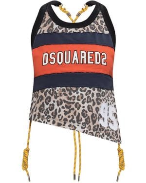 DSquared² Wild2 Leopard-Print Asymmetric Top - Red
