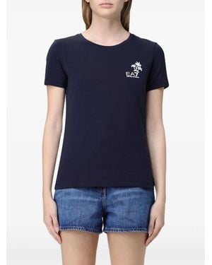 EA7 Palm Tree-Print T-Shirt - Blue