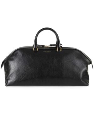 Alberta Ferretti Logo-Print Leather Tote Bag - Black