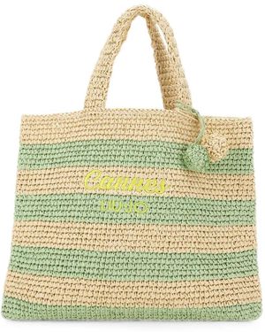 Liu Jo Plentia Cannes Striped Woven Shoulder Bag - Yellow