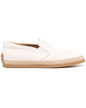 Tod's Round-Toe Leather Espadrilles - White