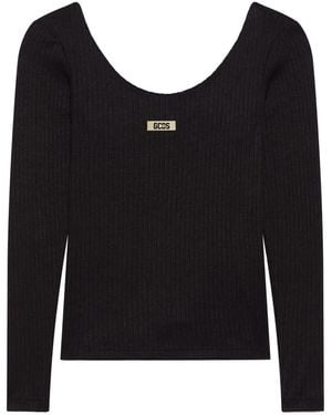 Gcds Logo-Patch Long-Sleeve T-Shirt - Black