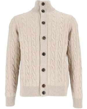 FILIPPO DE LAURENTIIS Cable-Knit Button-Up Cardigan - Natural