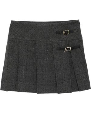 Sandro バックル プリーツスカート - ブラック