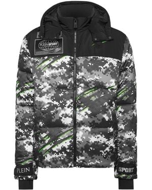Philipp Plein Pixel Puffer Jacket - Gray