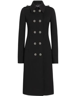 Dolce & Gabbana Virgin Wool Double-Breasted Overcoat - Black