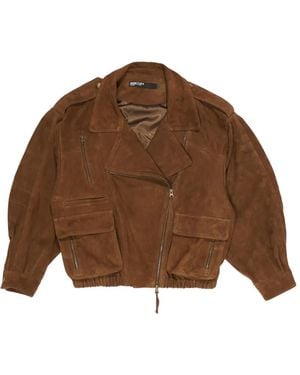 Bimba Y Lola Zip-Fastening Suede Jacket - Brown
