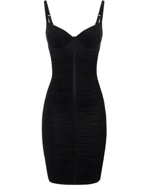 Elisabetta Franchi Draped Jersey Sheath Dress - Black