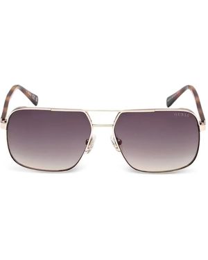 GUESS EYEWEAR Double-Bridge Pilot-Frame Sunglasses - Purple