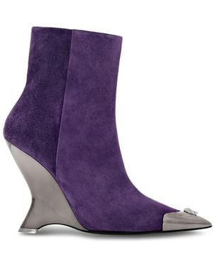 Philipp Plein Pointed-Toe Suede Ankle Boots - Purple