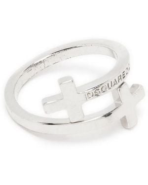 DSquared² Logo-Engraved Wrap Ring - White